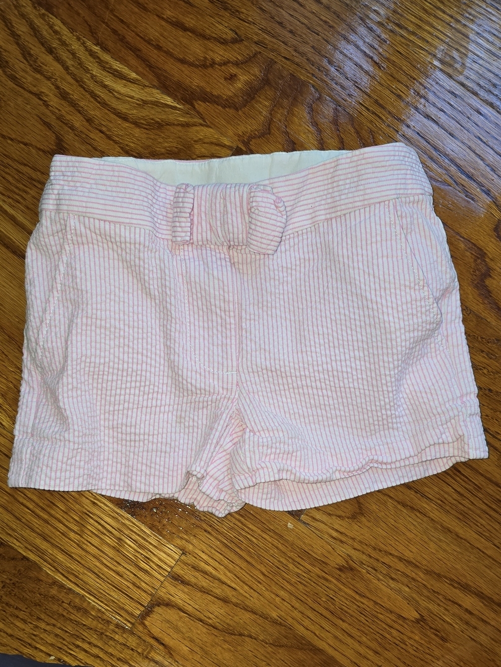 Crewcuts Pink Seersucker Bow-Front Shorts